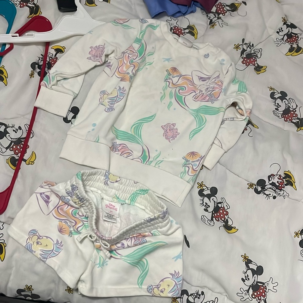 Toddler, Disney two-piece size 2T thin sweater, and shorts